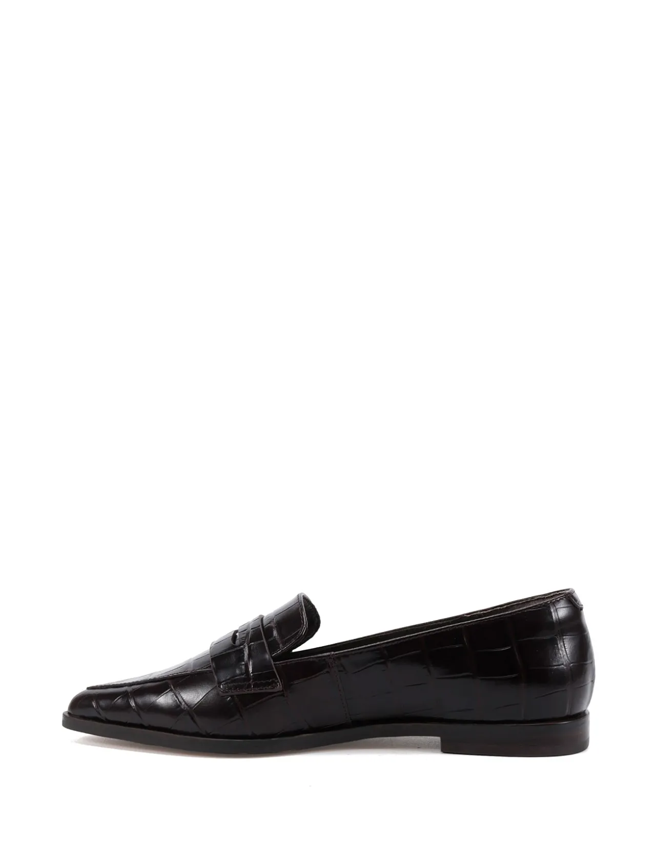 Denver Dark Brown Croc Embossed Leather Loafer