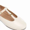 Devorah Off White Leather T-Bar Flat