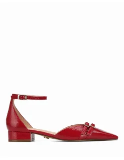 Divinia Red Crinkle Patent Leather Flat