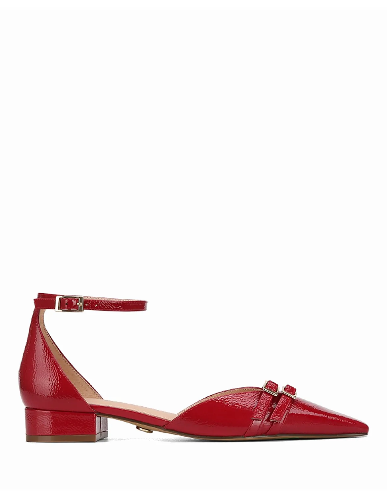 Divinia Red Crinkle Patent Leather Flat