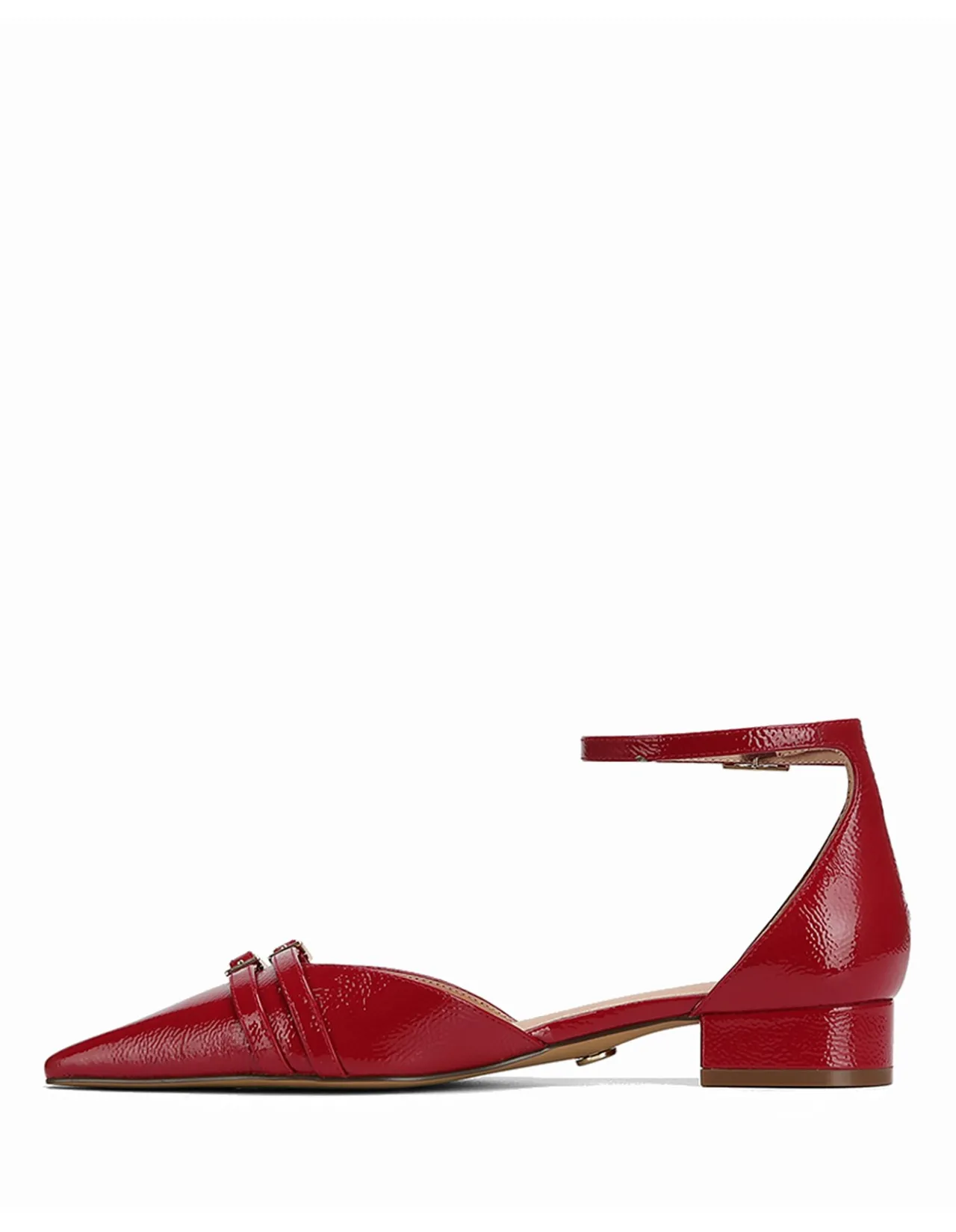 Divinia Red Crinkle Patent Leather Flat