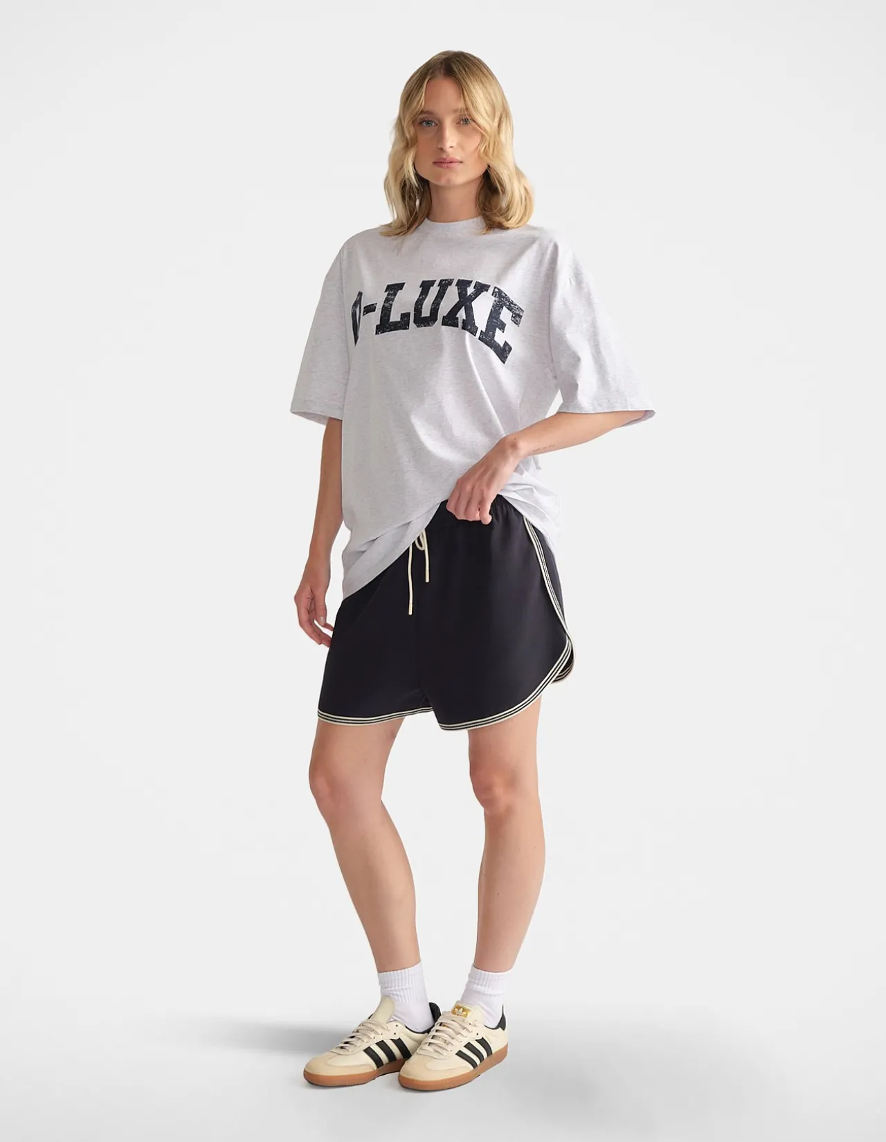 D-Luxe Oversized Distressed Logo Cotton T-Shirt