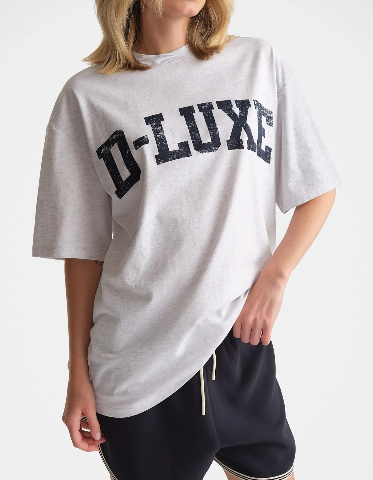 D-Luxe Oversized Distressed Logo Cotton T-Shirt