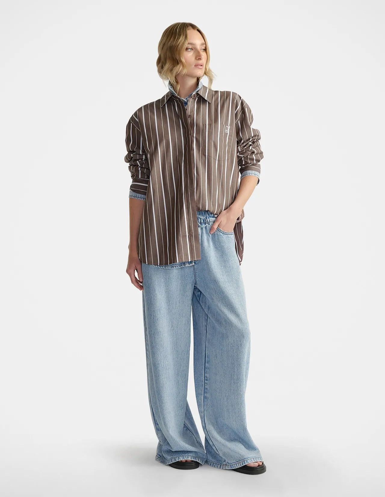 D-LUXE POPLIN STRIPE SHIRT