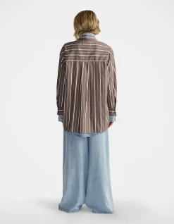 D-LUXE POPLIN STRIPE SHIRT