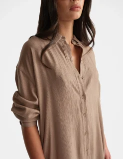 D-LUXE TEXTURED SHIRT DRESS