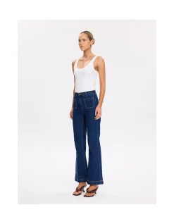 Dominique High Rise Flare Leg Indigo Jean