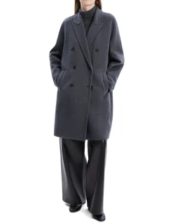 Double-Breasted Coat in Wool-Blend Melton