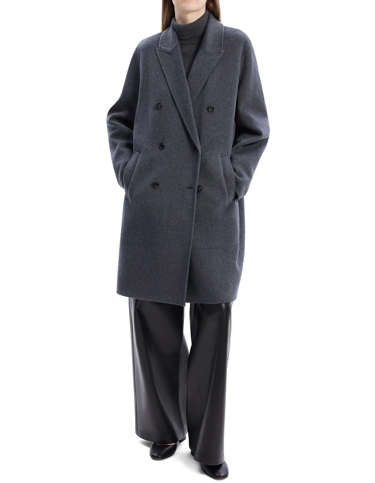 Double-Breasted Coat in Wool-Blend Melton