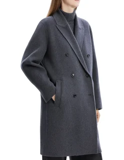 Double-Breasted Coat in Wool-Blend Melton
