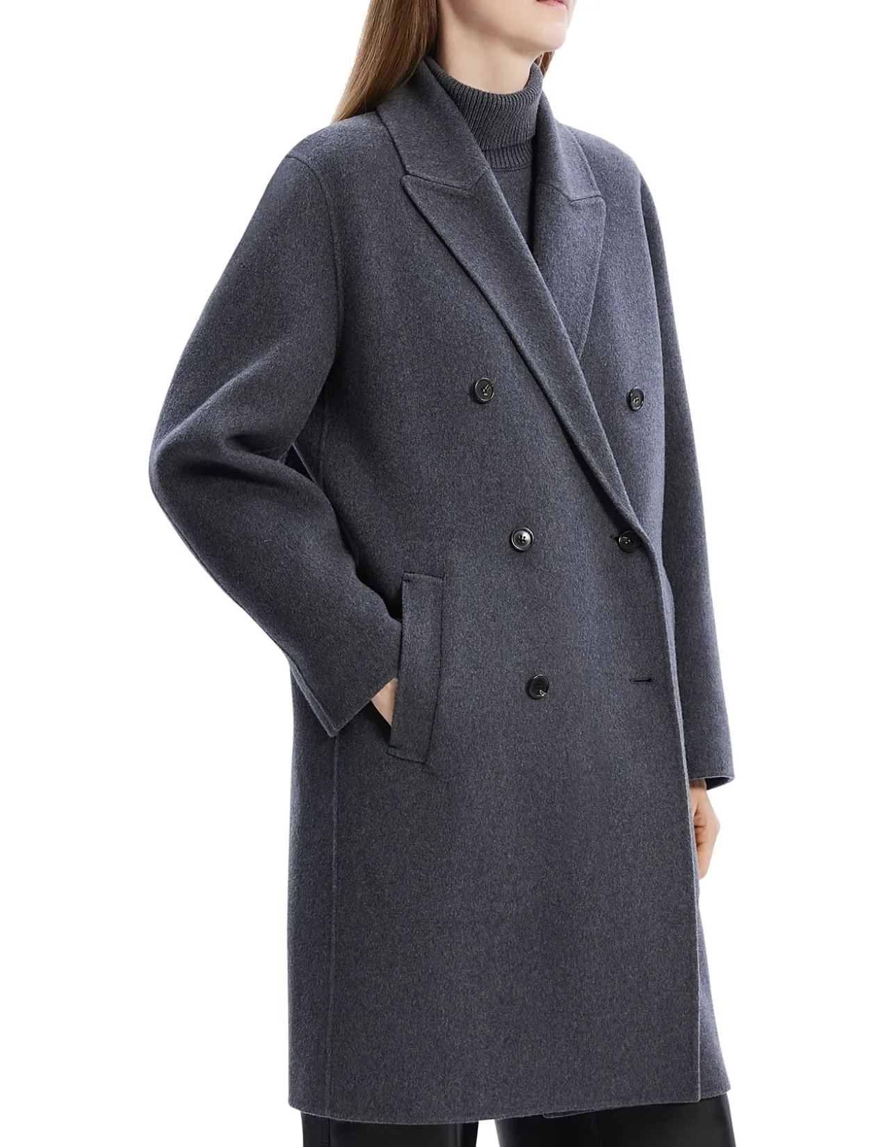 Double-Breasted Coat in Wool-Blend Melton