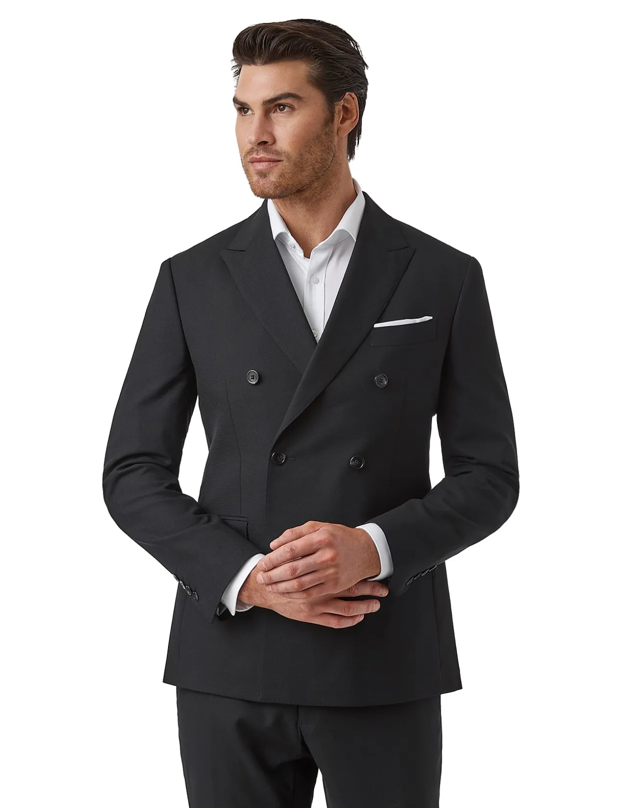 DOUBLE BREASTED PEAK LAPEL SUIT JACKET