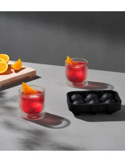 DOURO BAR SET DOUBLE WALL WHISKEY 300ML GLASSES & ICE BALL TRAY