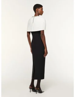 DRAPED SHAWL MIDI DRESS