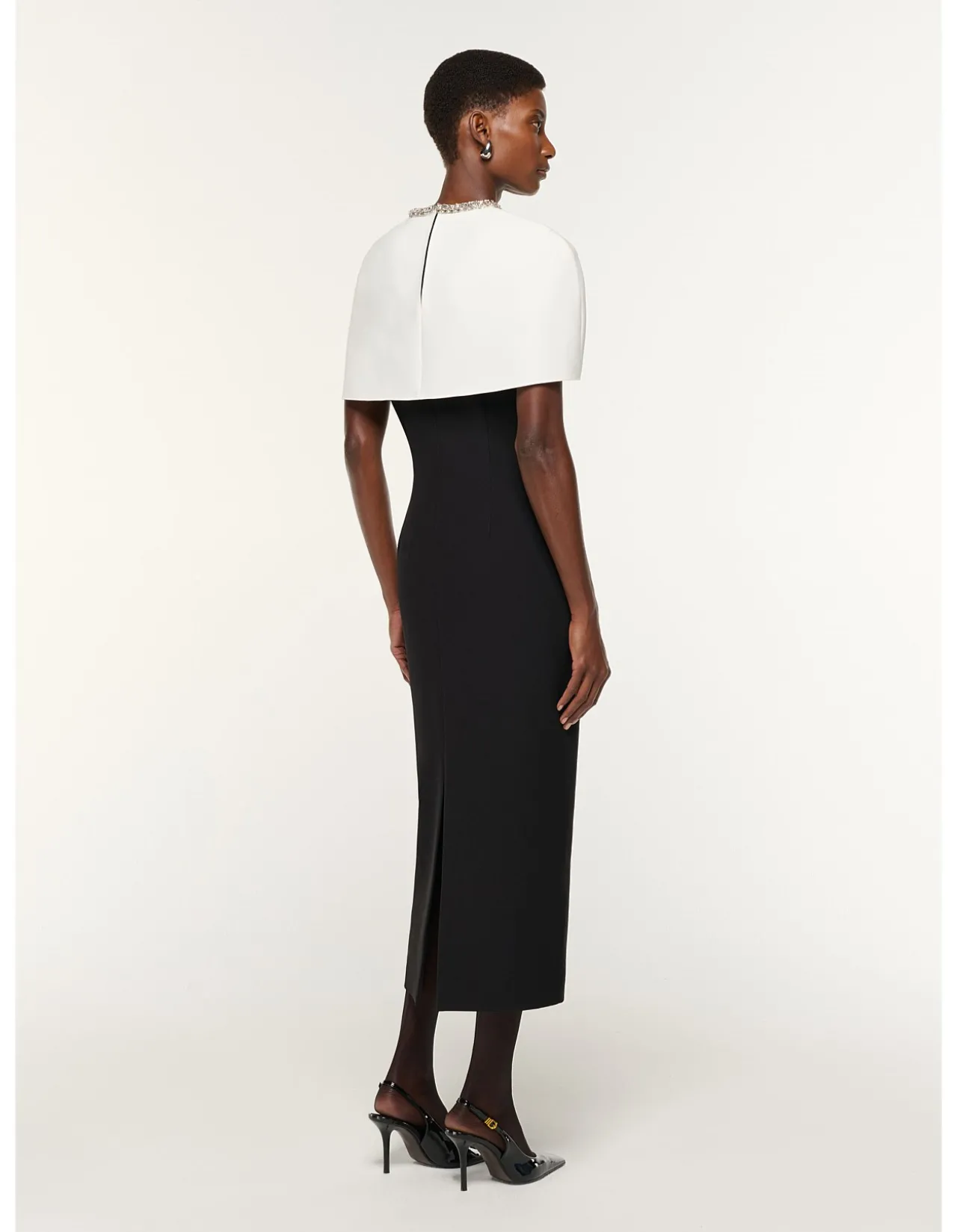 DRAPED SHAWL MIDI DRESS
