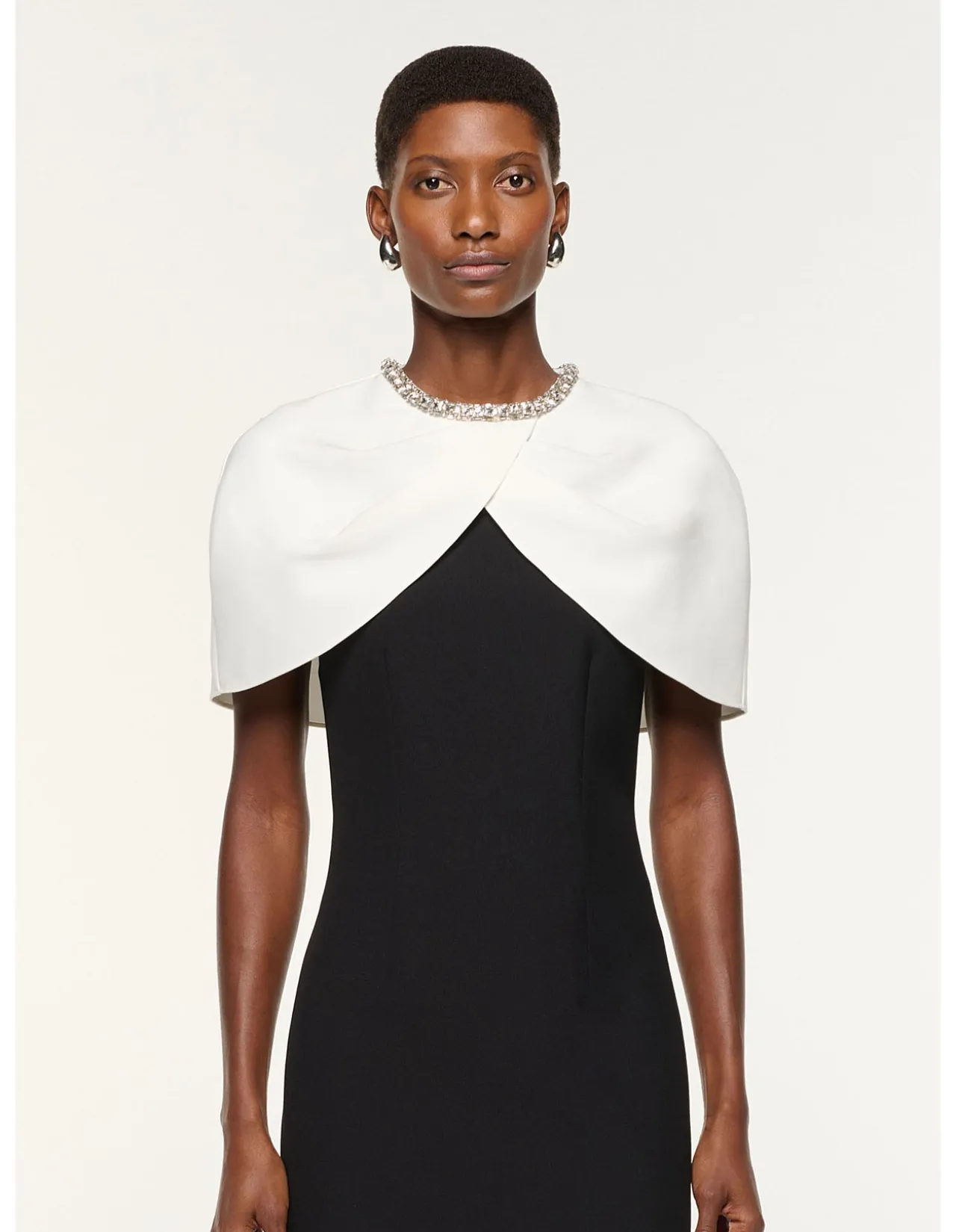 DRAPED SHAWL MIDI DRESS