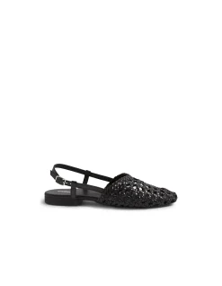 Drasa Woven Leather Slingback Flats