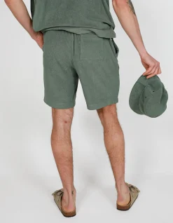 DRAWSTRING TOWELING COTTON POLY WITH POCKETS RELAXED SHORTS