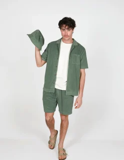 DRAWSTRING TOWELING COTTON POLY WITH POCKETS RELAXED SHORTS