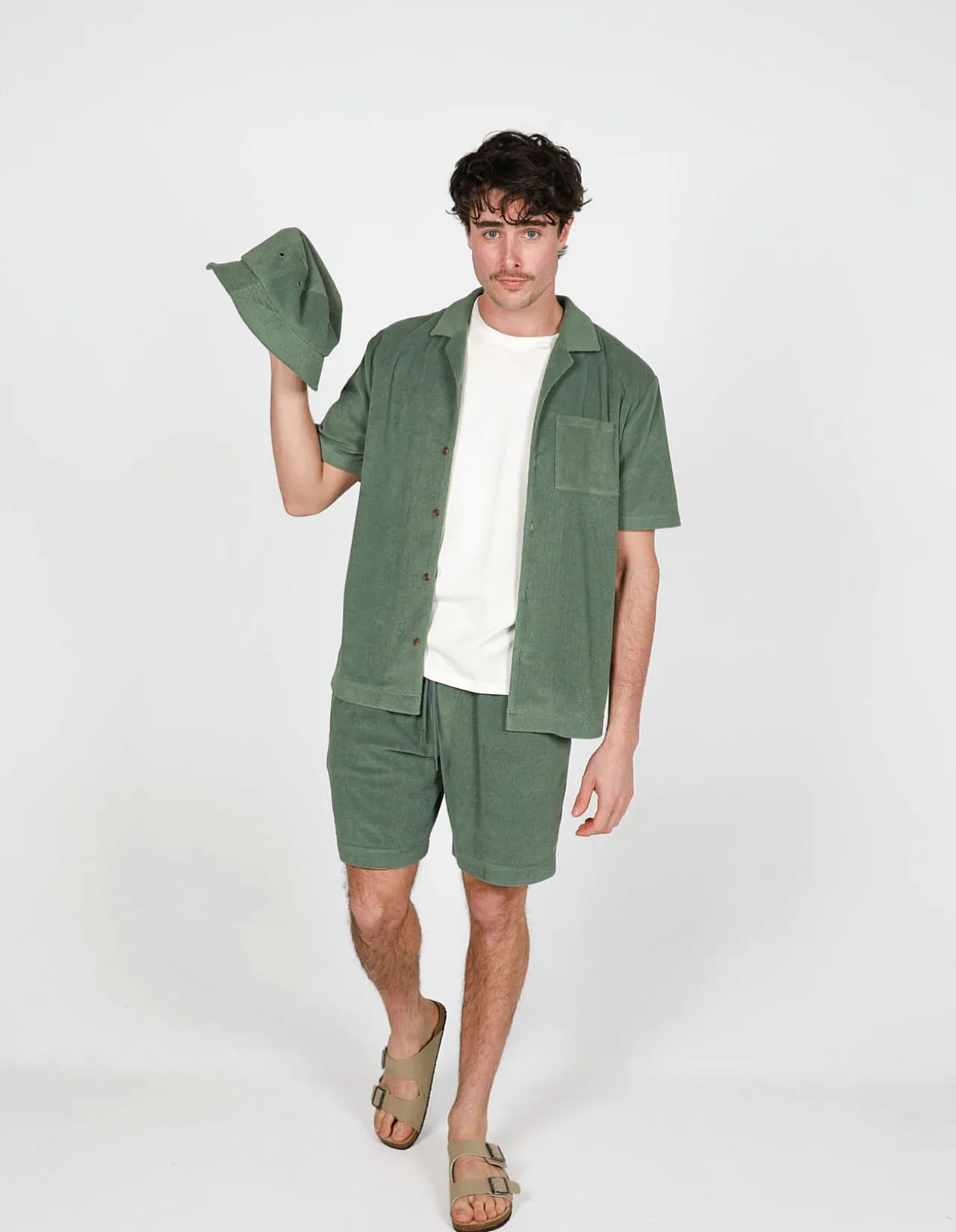 DRAWSTRING TOWELING COTTON POLY WITH POCKETS RELAXED SHORTS