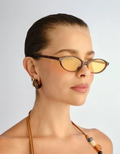 EARTHSHINE AMBER TORT OVAL SUNGLASSES