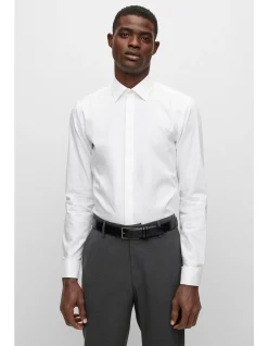 Easy-Iron Slim-Fit Shirt in Stretch-Cotton Poplin White
