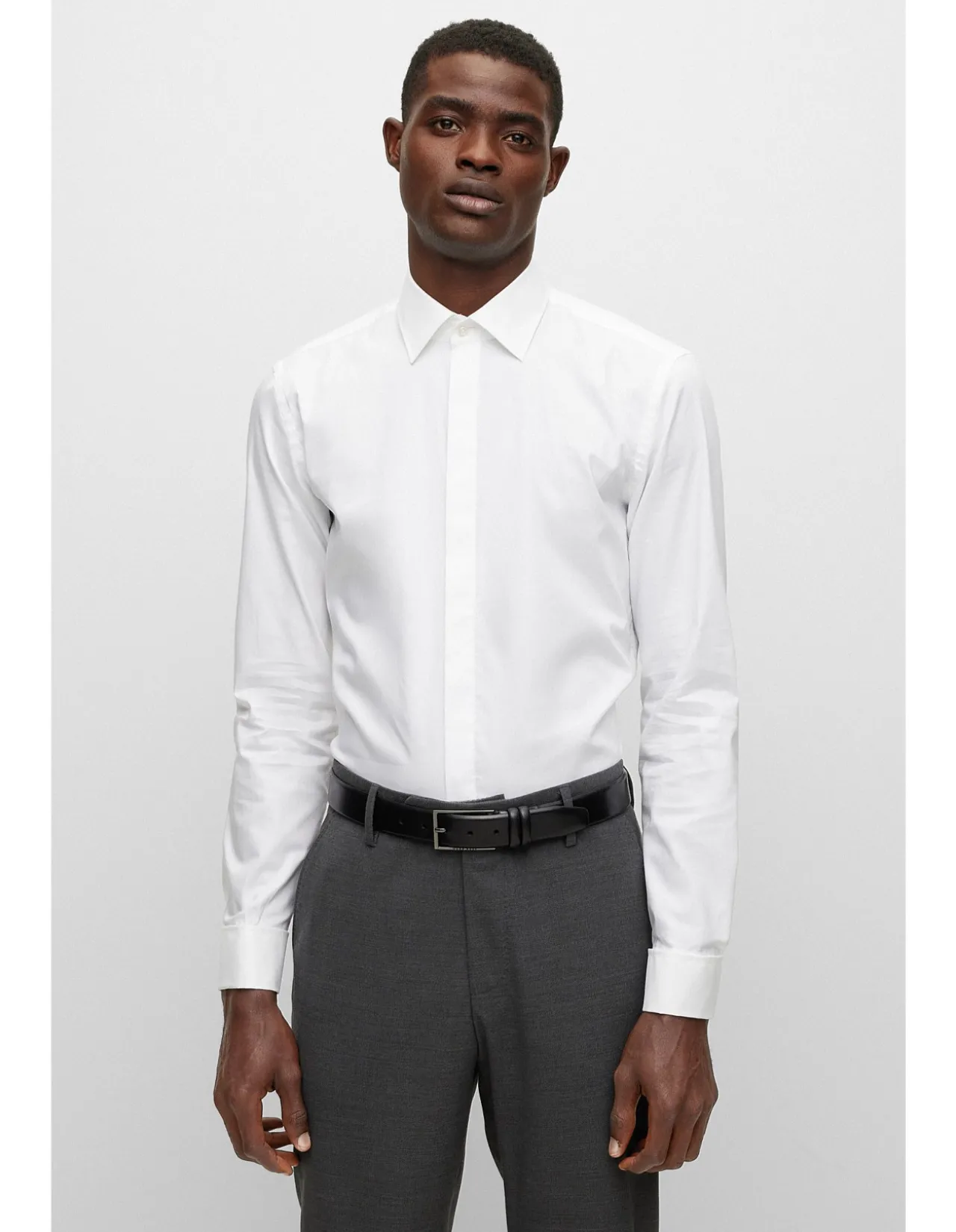 Easy-Iron Slim-Fit Shirt in Stretch-Cotton Poplin White