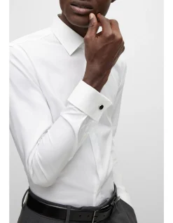 Easy-Iron Slim-Fit Shirt in Stretch-Cotton Poplin White