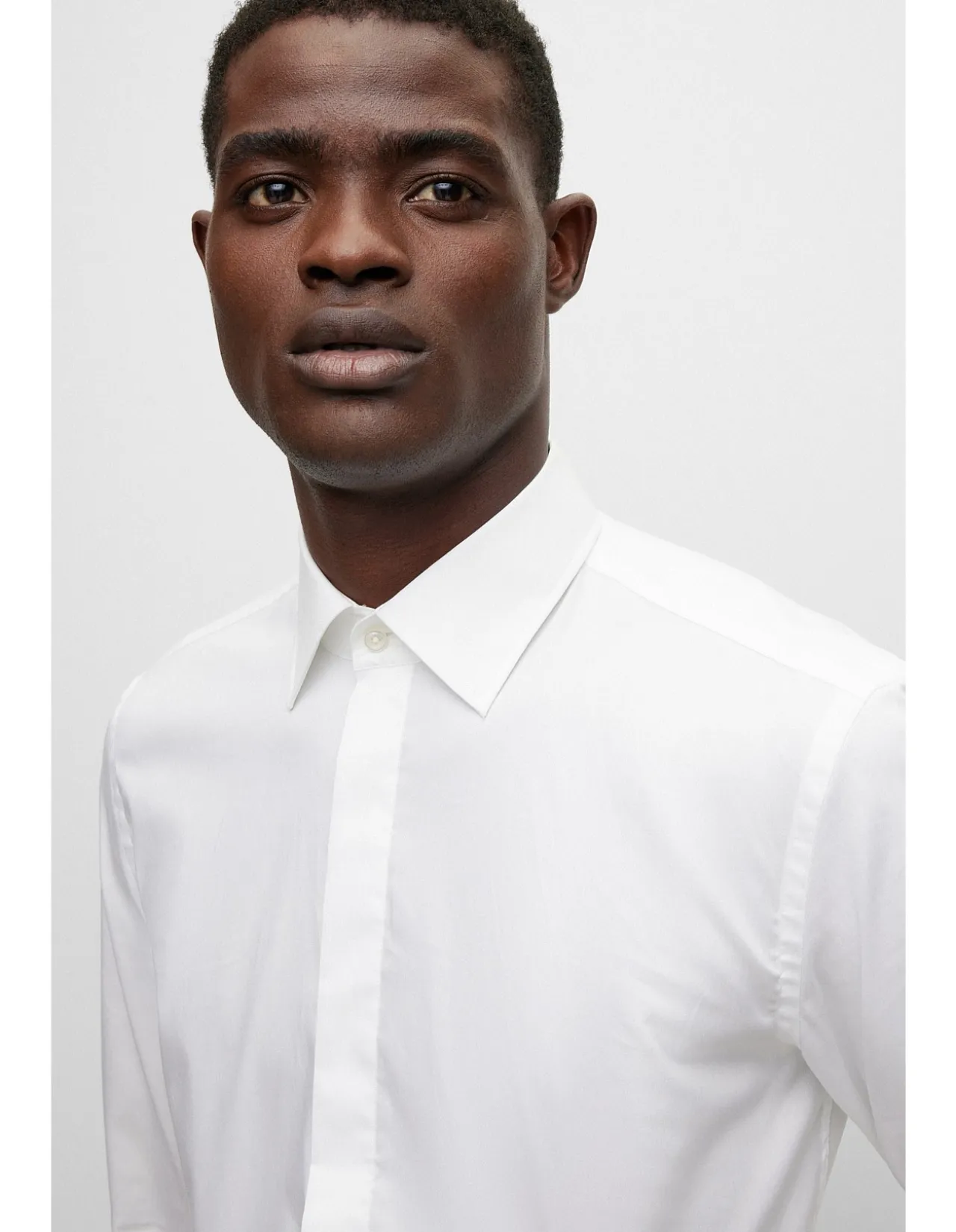 Easy-Iron Slim-Fit Shirt in Stretch-Cotton Poplin White