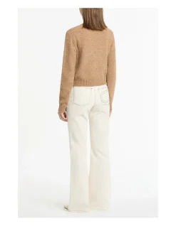 Ecru Mid Rise Bootleg Denim Jeans
