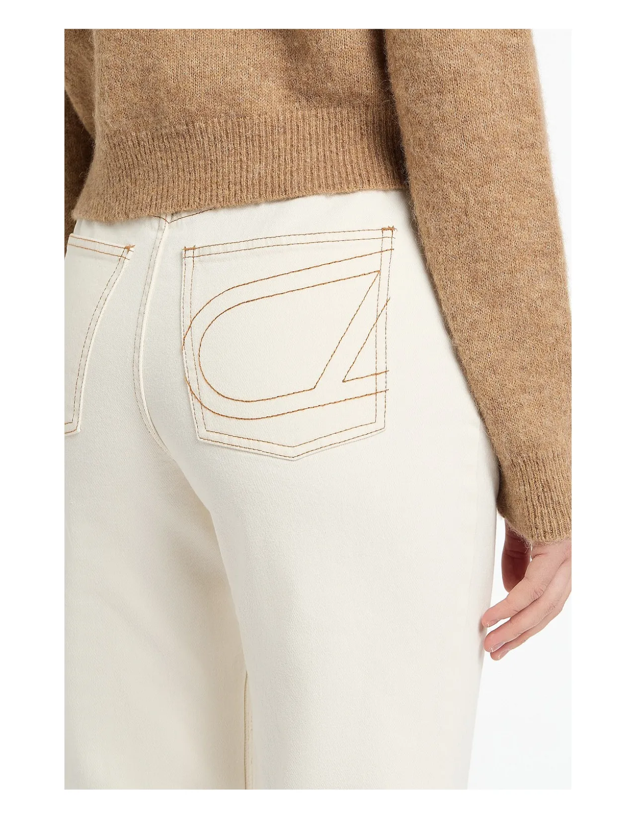Ecru Mid Rise Bootleg Denim Jeans