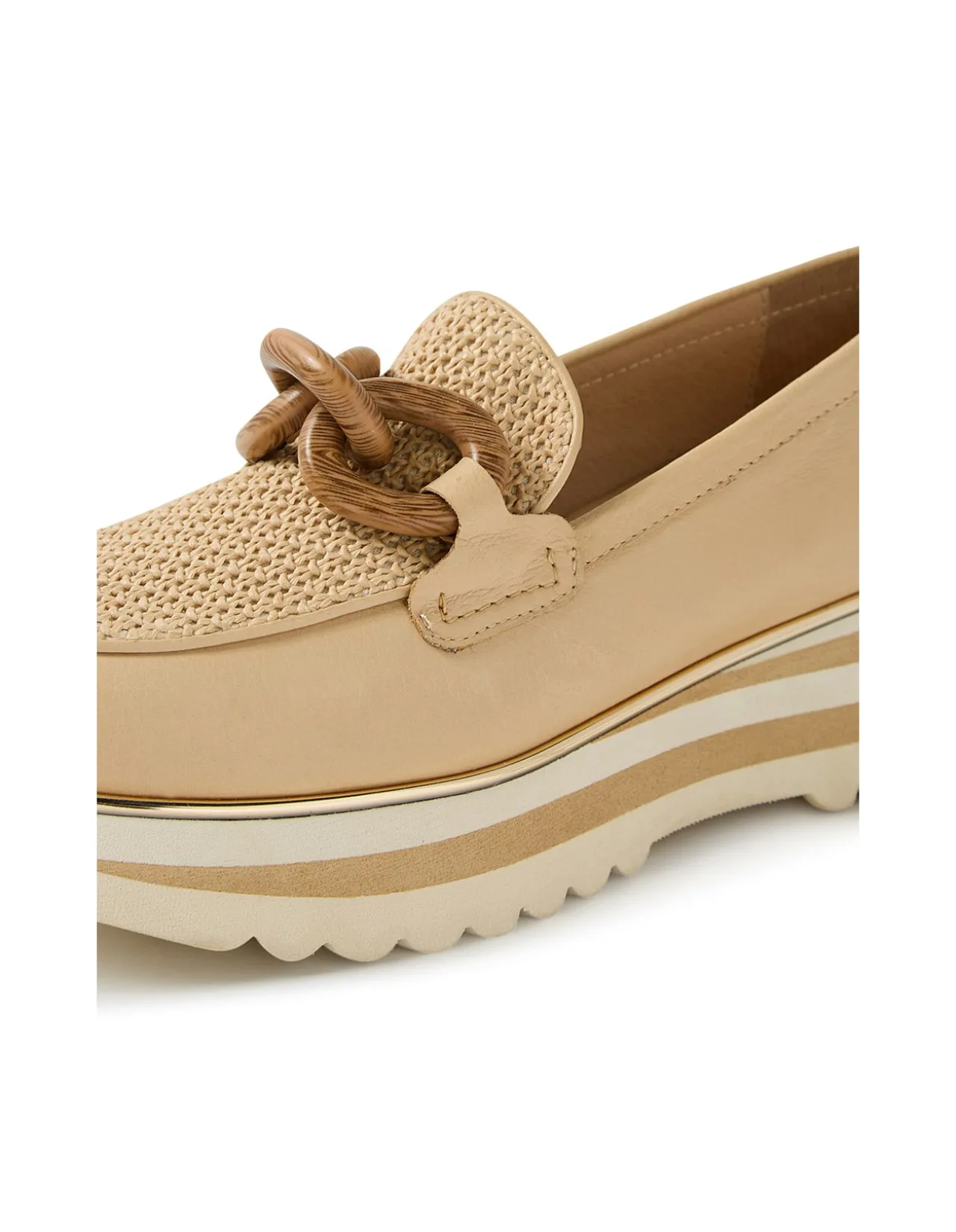 Eggey Raffia Chain Trim Platform Loafers