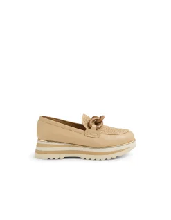 Eggey Raffia Chain Trim Platform Loafers