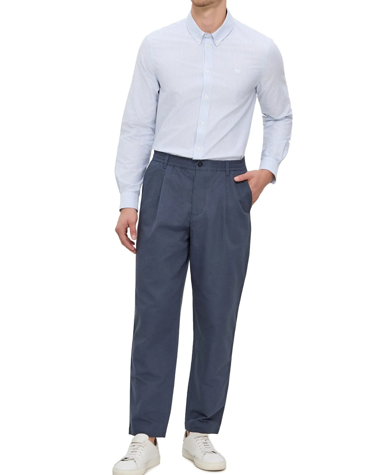 Elasticated Pleated Relaxed Canvas Pants