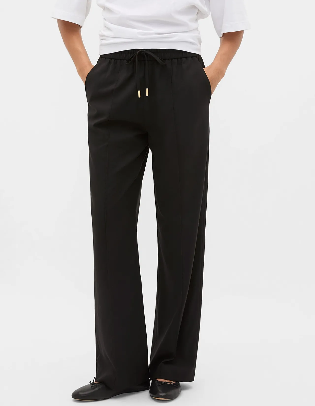 ELASTICATED TIE FRONT PANT