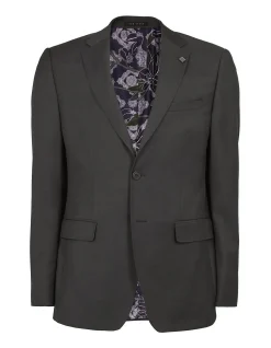 Elegan Notch Lapel Wool Jacket Black