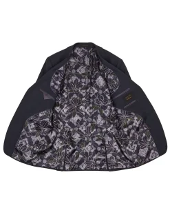Elegan Notch Lapel Wool Jacket Dark Blue