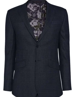 Elegan Notch Lapel Wool Jacket Dark Blue