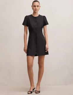 ELINDA BUTTON UP LINEN MINI DRESS