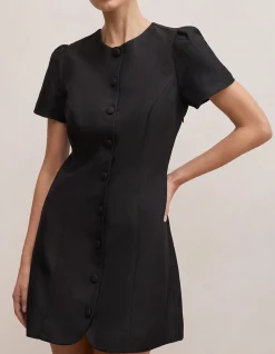 ELINDA BUTTON UP LINEN MINI DRESS