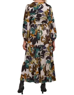 Elsie Tiered Floral V Neck Maxi Dress