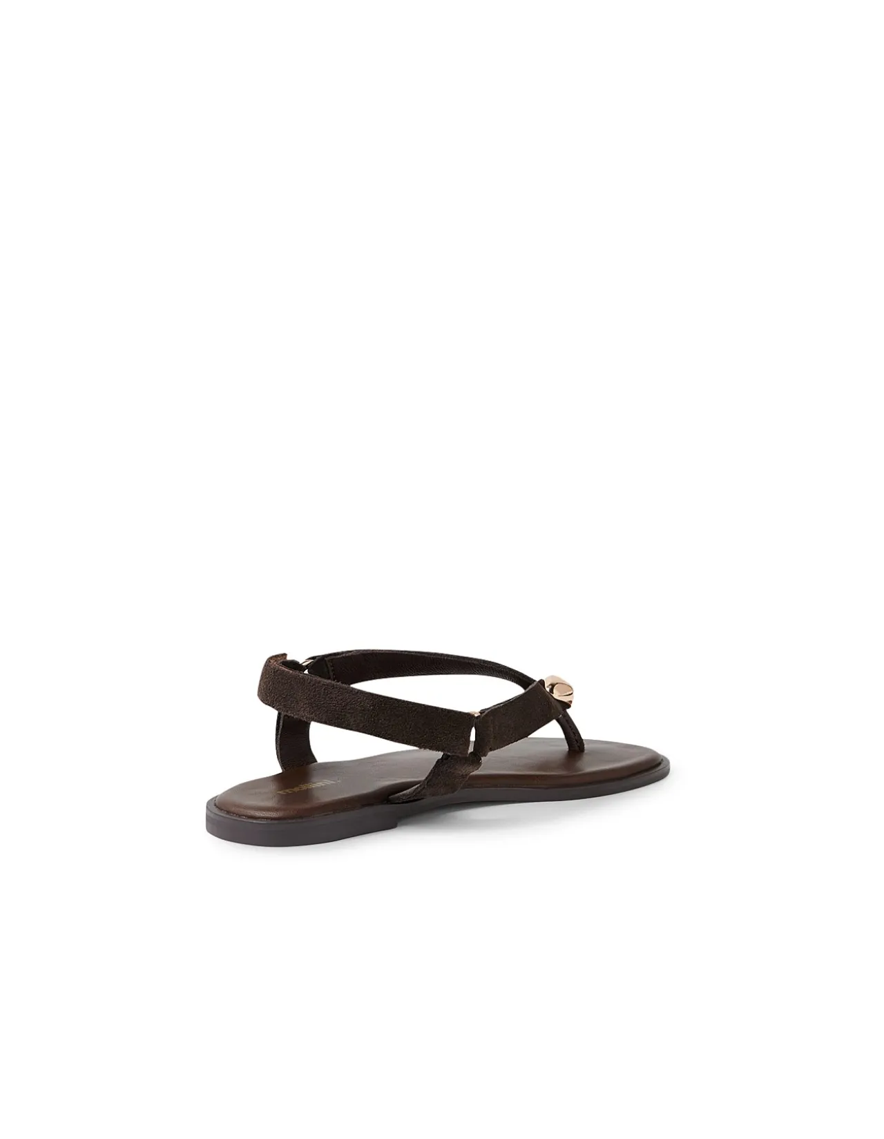 Emblem Metal Hardware Suede Thong Sandals