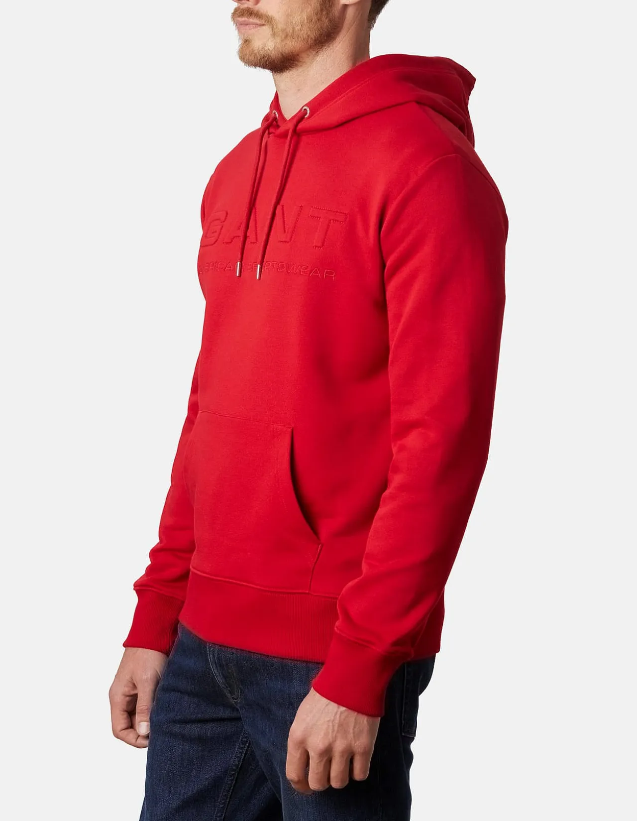 Embossed Hoodie with Kangaroo Pocket
