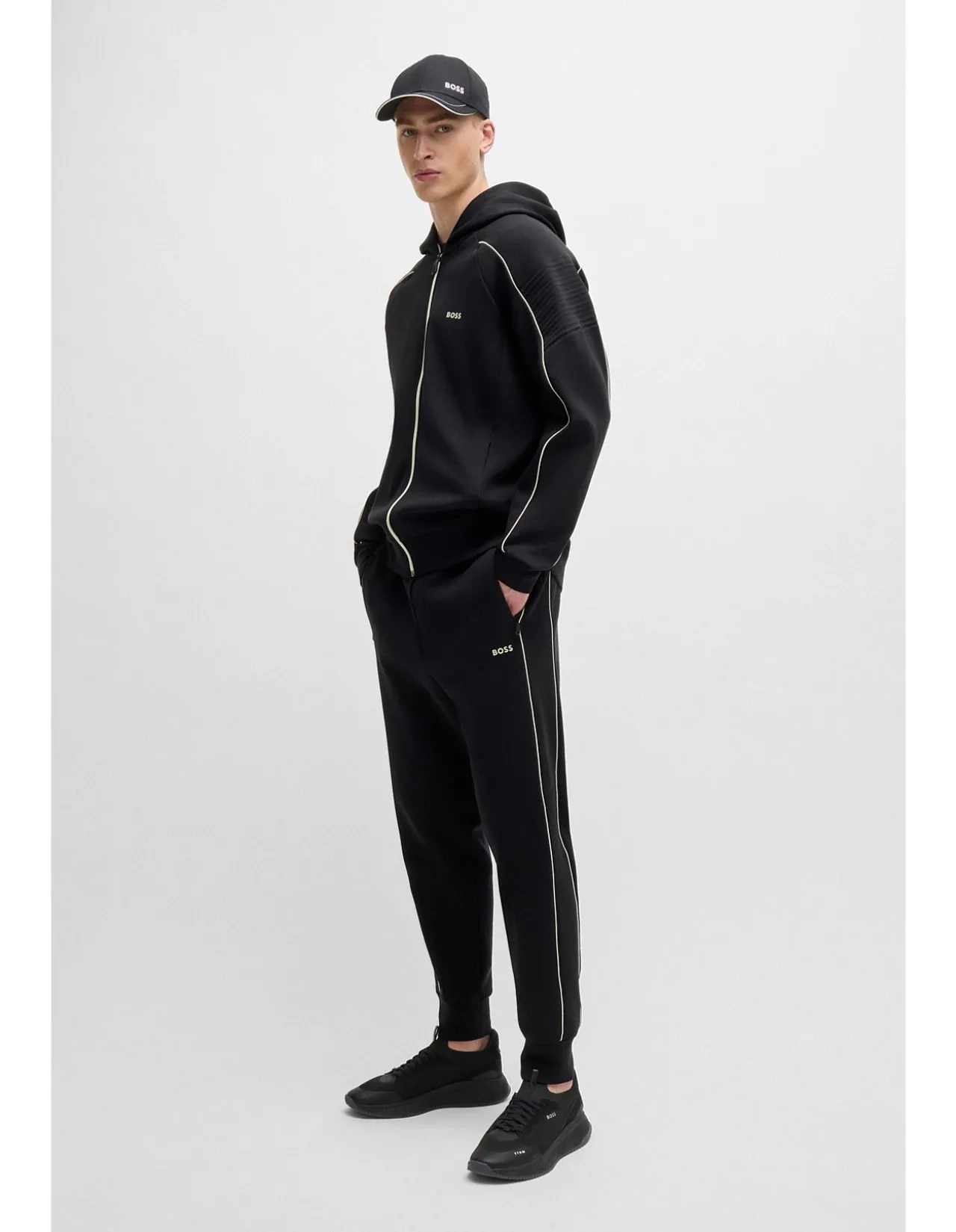 Embossed-Artwork Stretch Cotton Tracksuit Bottoms