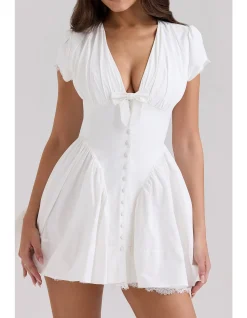 EMILIANA BUTTON MINI DRESS