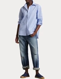 END-ON-END OVERSIZE FIT COTTON SHIRT