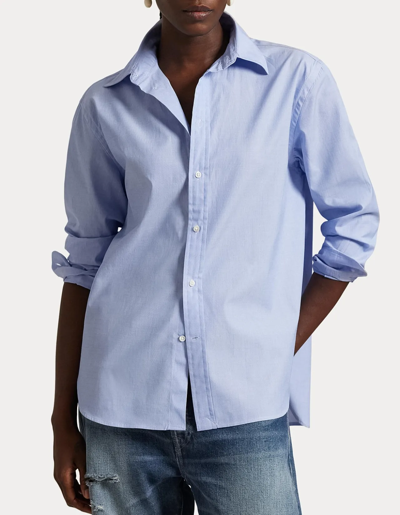 END-ON-END OVERSIZE FIT COTTON SHIRT