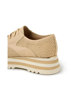 Endo Raffia Panel Platform Lace Up Sneakers