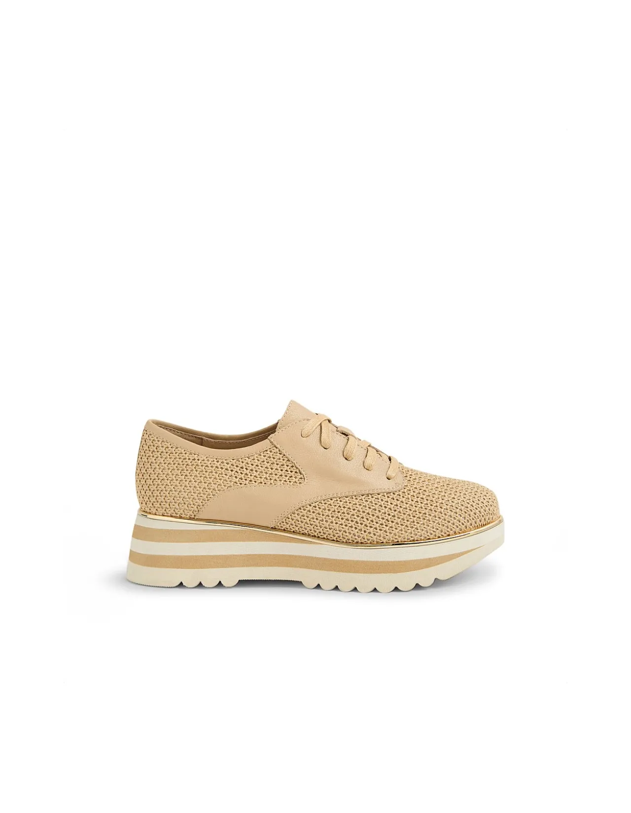 Endo Raffia Panel Platform Lace Up Sneakers