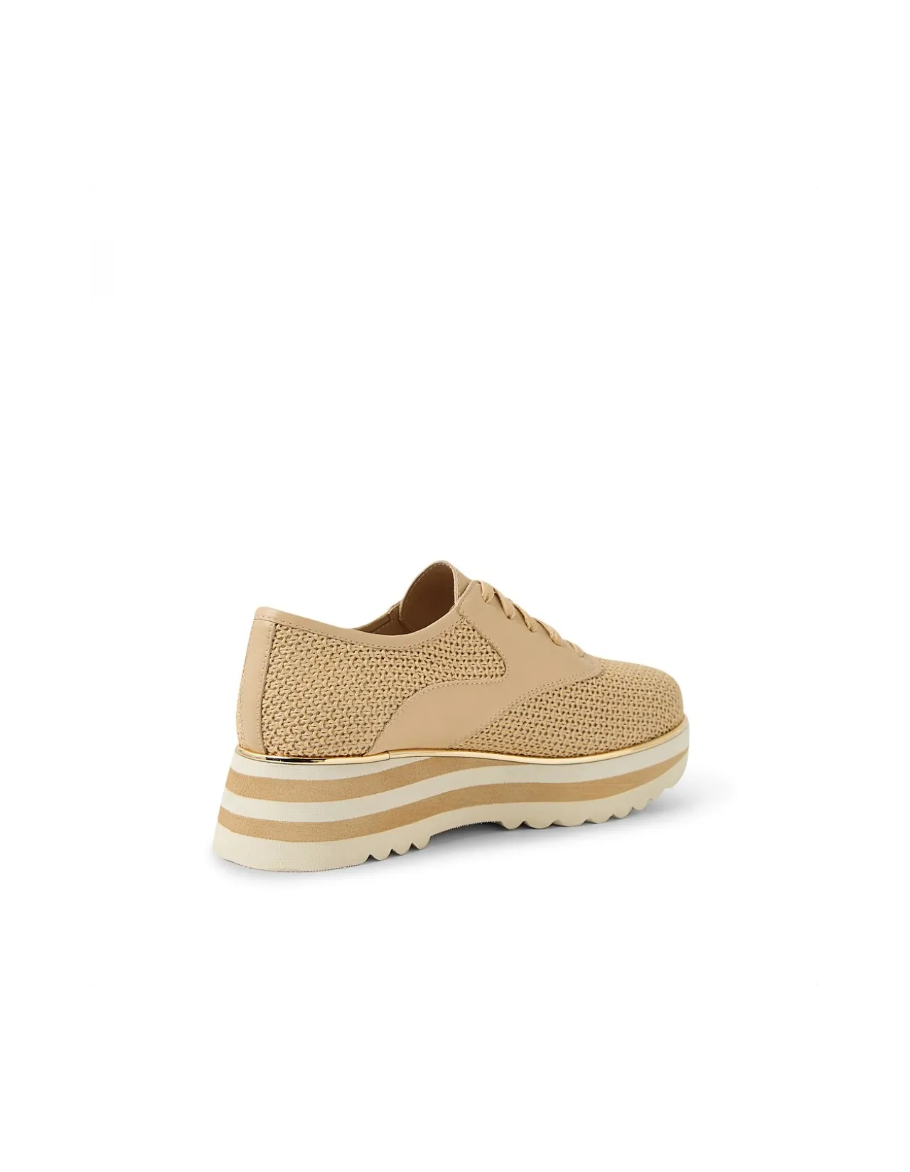 Endo Raffia Panel Platform Lace Up Sneakers